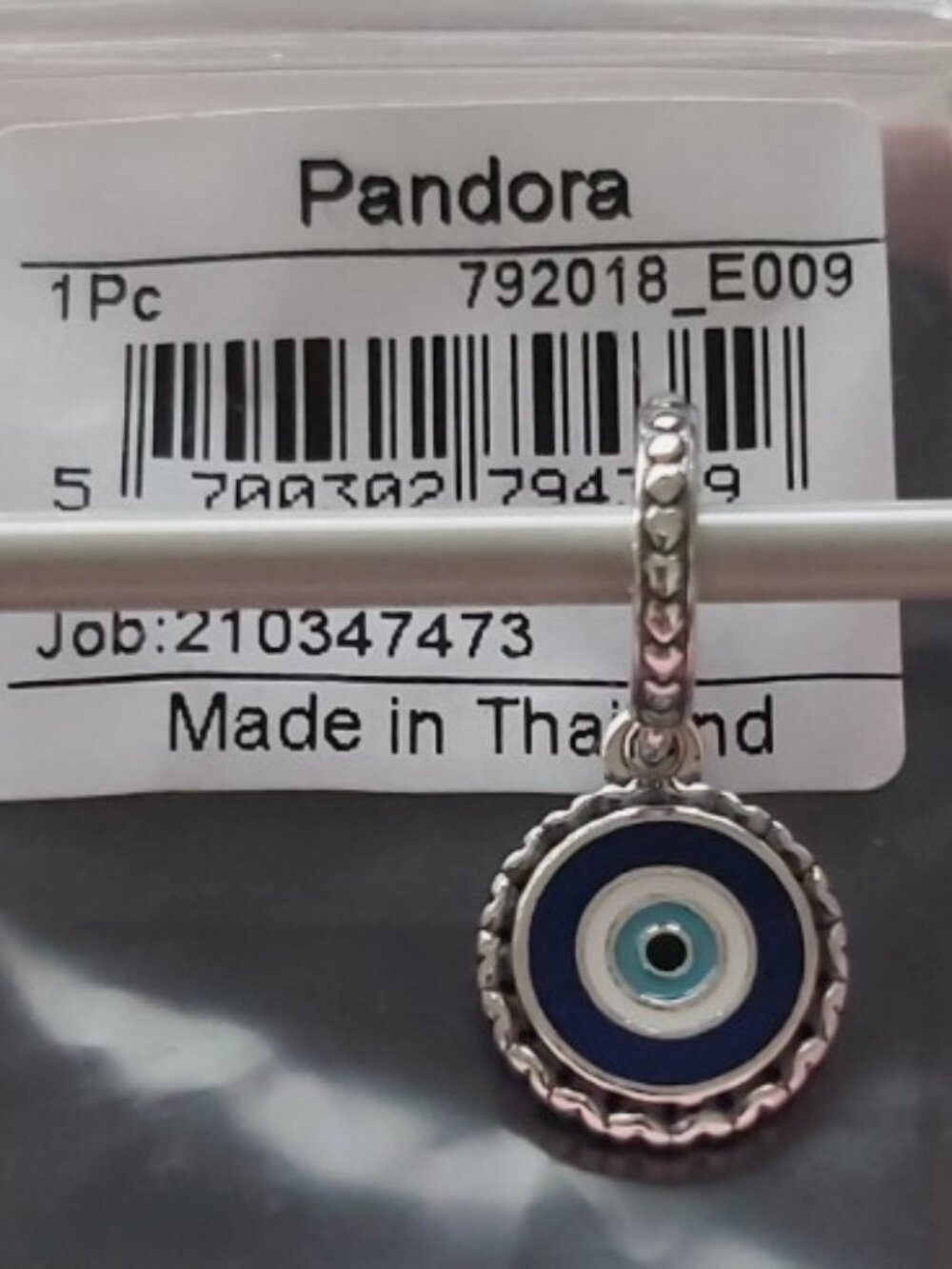AUTHENTIC PANDORA STERLING SILVER EVIL EYE DANGLE CHARM 792018_E009